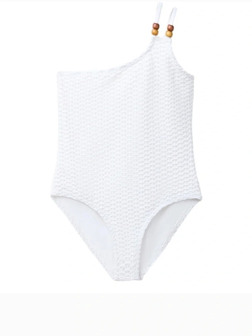 Zara girls white Kids One Piece Swimsuit crochet one shoulder 11/12Y NWT